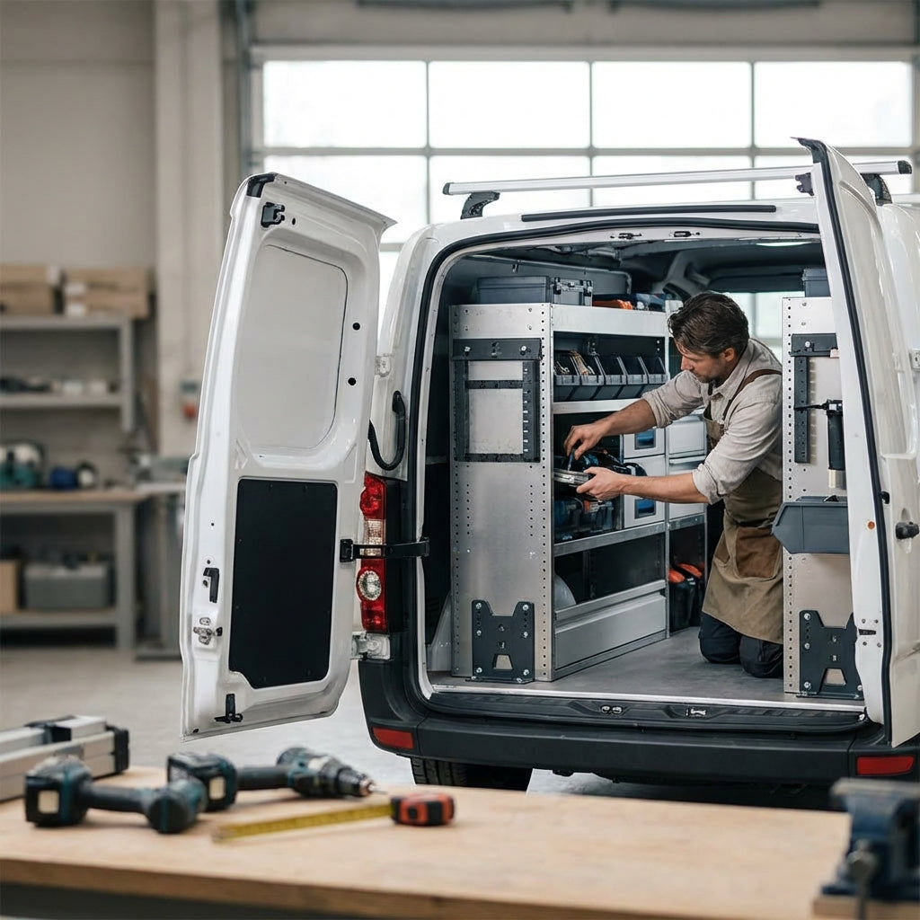 Illustration for Building Your Custom Service Van: A Comparison of Heavy-Duty Mounting Plate Solutions for Professional Tool Organization