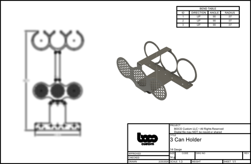 DXF Files for CNC Cutting | 3 Spray Can Holder BOCO Custom LLC