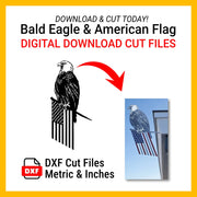 DXF Files for CNC Cutting | Bald Eagle Perched on American Flag Digital Download BOCO Custom LLC