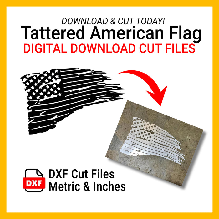 DXF Files for Plasma Cutting | Tattered American Flag Digital Download