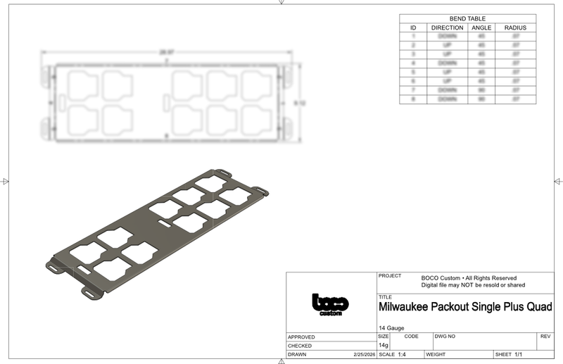 DXF Files for CNC Cutting | MIlwaukee Packout Single + Quad Mount
