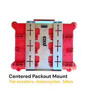 Metal Centered Packout Mount' for scooters, motorcycles, and bikes on a white background
