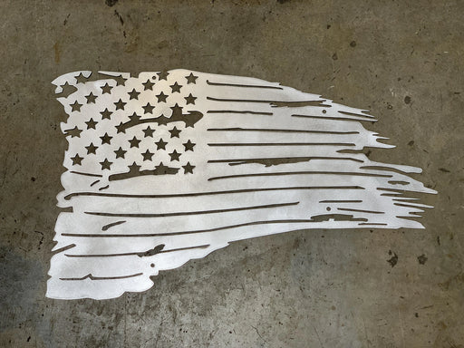 Custom laser-cut metallic American Flag wall art by BOCO Custom LLC