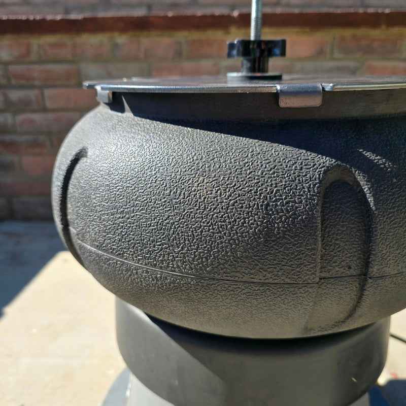 Cleats and mounting hole on custom steel tumbler lid using factory threaded rod