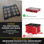 Discontinued full width Milwaukee Packout mounting plate in black powder coat, fits half width boxes, not large boxes with front cleats