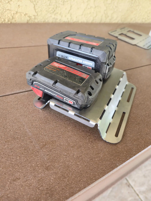 Bend At Home (DIY) Milwaukee M18 Battery Holder, 2-slot, Steel, USA Made BOCO Custom LLC