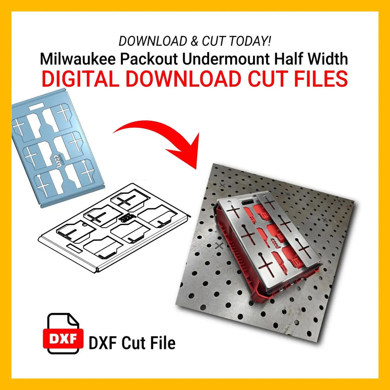 Milwaukee Packout Undermount Half Width DXF File, Plasma Laser CNC Ready, Instant Download, with Bend Table, Metric/Inches, Cut-Ready!
