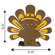 Turkey Yard 11.75-inch Turkey yard art made of dual-layer 14-gauge steel with professional brown and yellow powder coat finish for Thanksgiving decor.Art BOCO Custom LLC