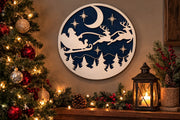 Santa & Reindeer Night Sky Art | 3D Dual-Layer Powder Coated Steel BOCO Custom LLC